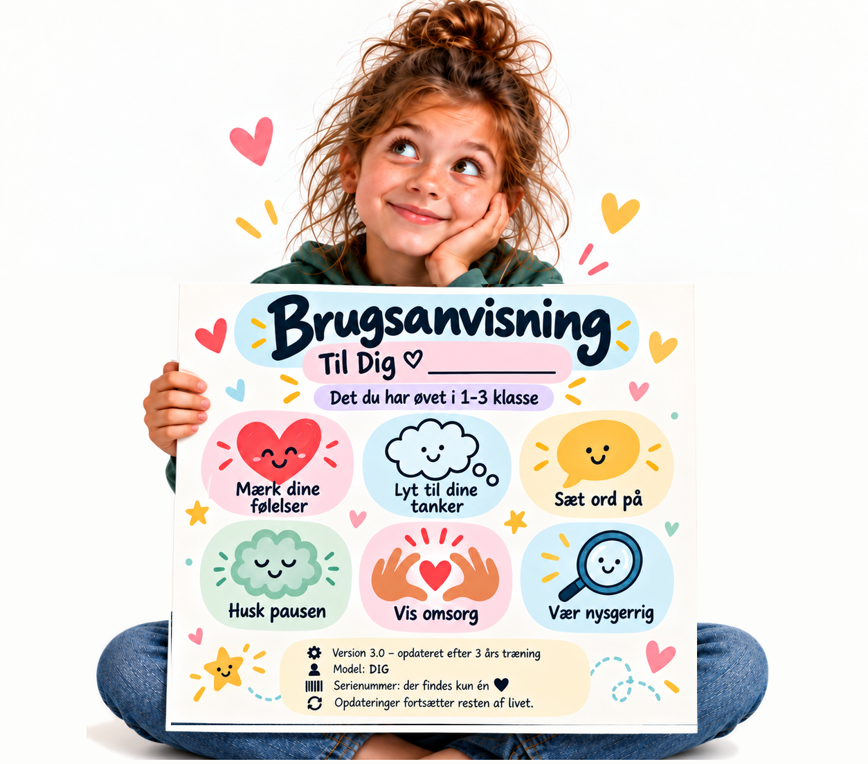 EIQ-pigen med brugsanvisningen